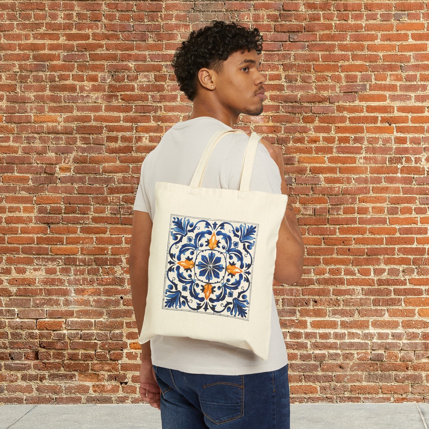 Modern Tote Bag with Portuguese Tiles Design - Retro, Minimalist & Contemporary Style