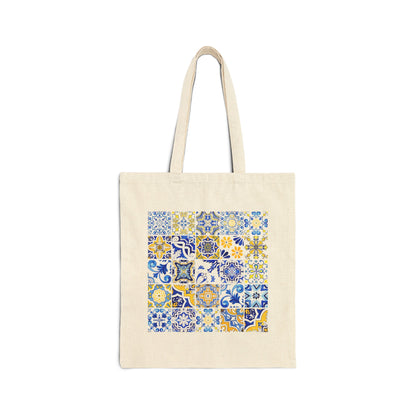 Portuguese-Inspired Tote Bag with Tiles Design - Retro, Minimalist & Contemporary Style