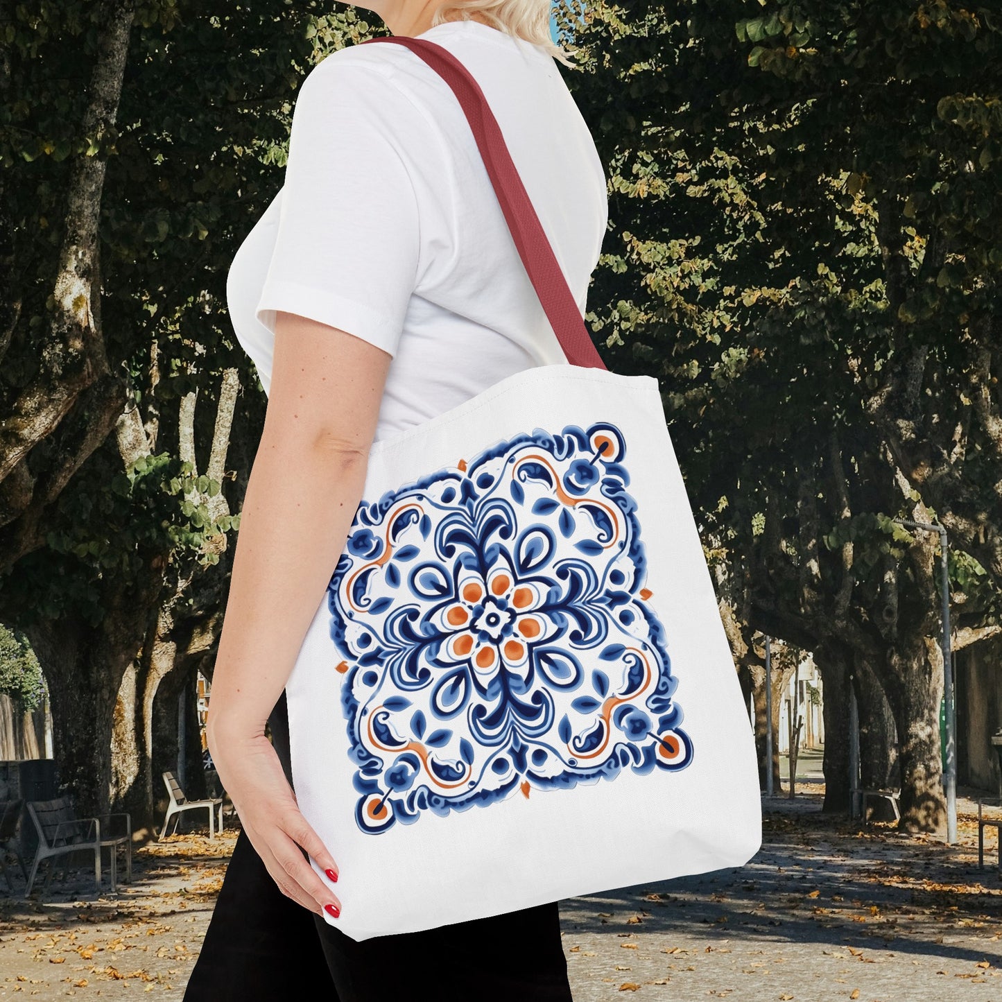 Trendy Tote Bag with Portuguese Tiles Design - Retro, Minimalist & Contemporary Style