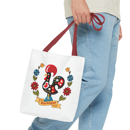 Stylish Tote Bag with Portuguese Tiles Design and Galo de Barcelos - Retro, Minimalist and Contemporary