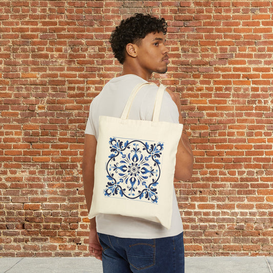 Sophisticated Tote Bag with Portuguese Tiles Design - Retro, Minimalist & Contemporary Style