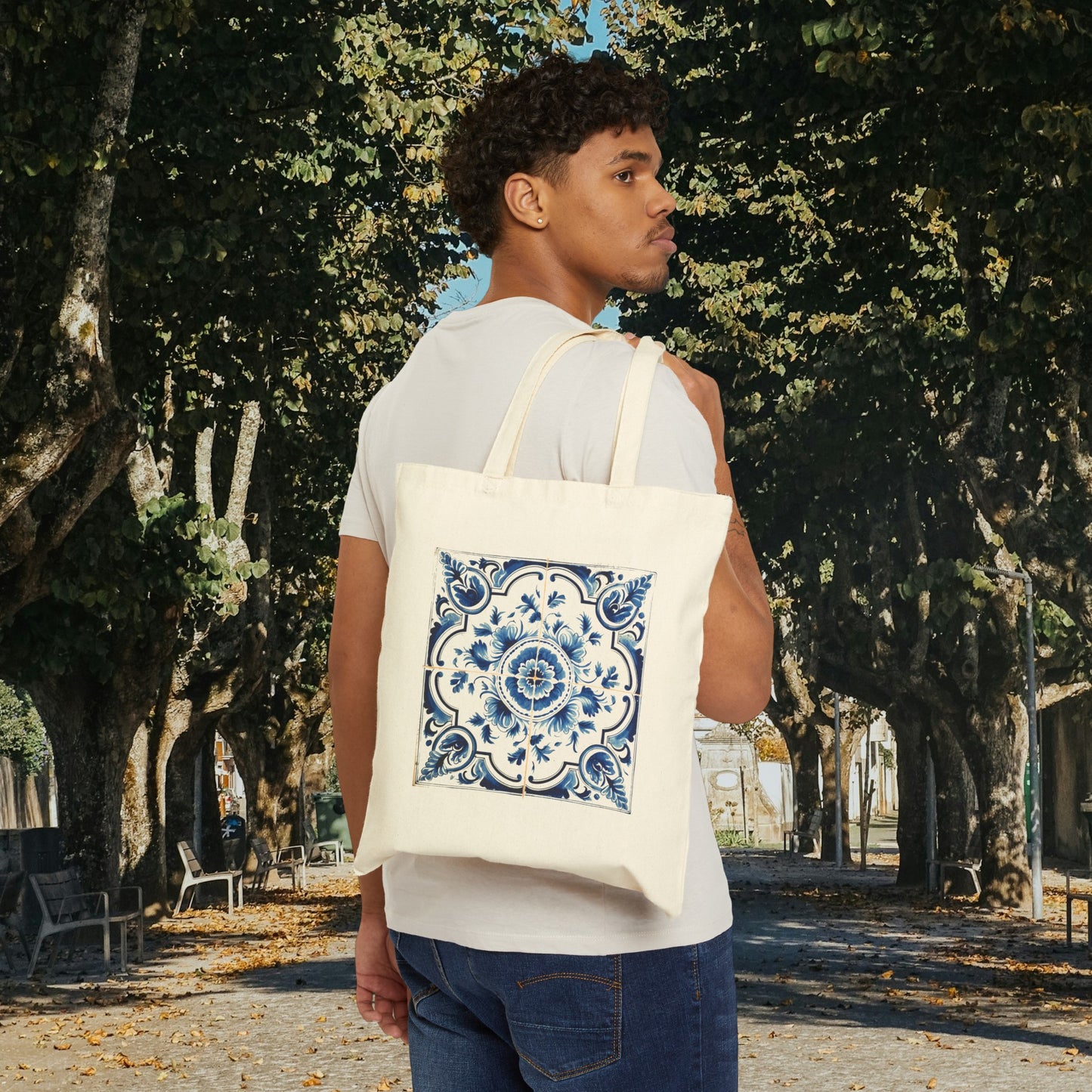 Portugal-Inspired Tote Bag with Portuguese Tiles Design - Retro, Minimalist & Contemporary Style