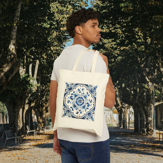 Portugal-Inspired Tote Bag with Portuguese Tiles Design - Retro, Minimalist & Contemporary Style