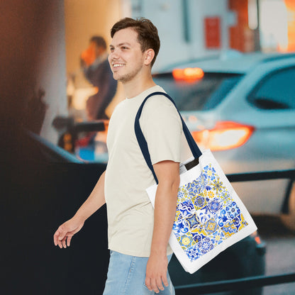 Elegant Tote Bag with Portuguese Tiles Design - Retro, Minimalist & Contemporary Style