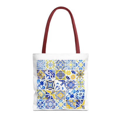 Elegant Tote Bag with Portuguese Tiles Design - Retro, Minimalist & Contemporary Style