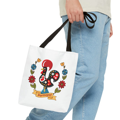 Stylish Tote Bag with Portuguese Tiles Design and Galo de Barcelos - Retro, Minimalist and Contemporary