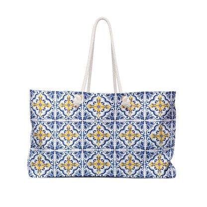 All-Occasion Weekender Bag with Portuguese Tiles Design - Retro, Heritage & Contemporary Fusion