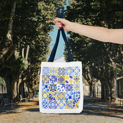 Elegant Tote Bag with Portuguese Tiles Design - Retro, Minimalist & Contemporary Style