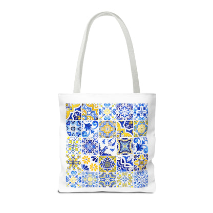 Elegant Tote Bag with Portuguese Tiles Design - Retro, Minimalist & Contemporary Style