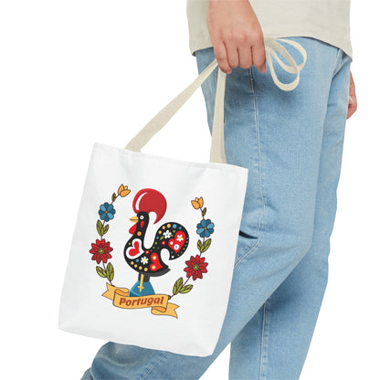 Stylish Tote Bag with Portuguese Tiles Design and Galo de Barcelos - Retro, Minimalist and Contemporary