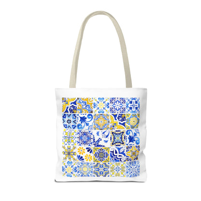 Elegant Tote Bag with Portuguese Tiles Design - Retro, Minimalist & Contemporary Style