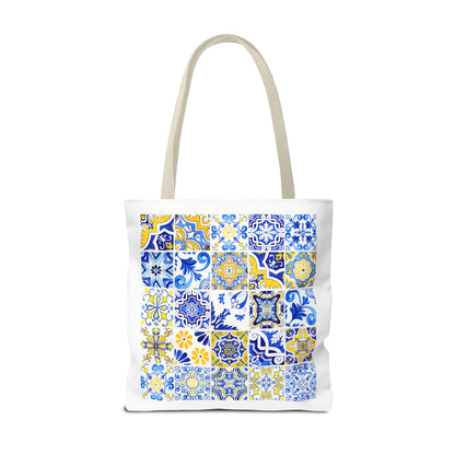 Elegant Tote Bag with Portuguese Tiles Design - Retro, Minimalist & Contemporary Style