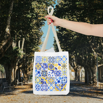 Elegant Tote Bag with Portuguese Tiles Design - Retro, Minimalist & Contemporary Style