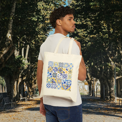 Portuguese-Inspired Tote Bag with Tiles Design - Retro, Minimalist & Contemporary Style