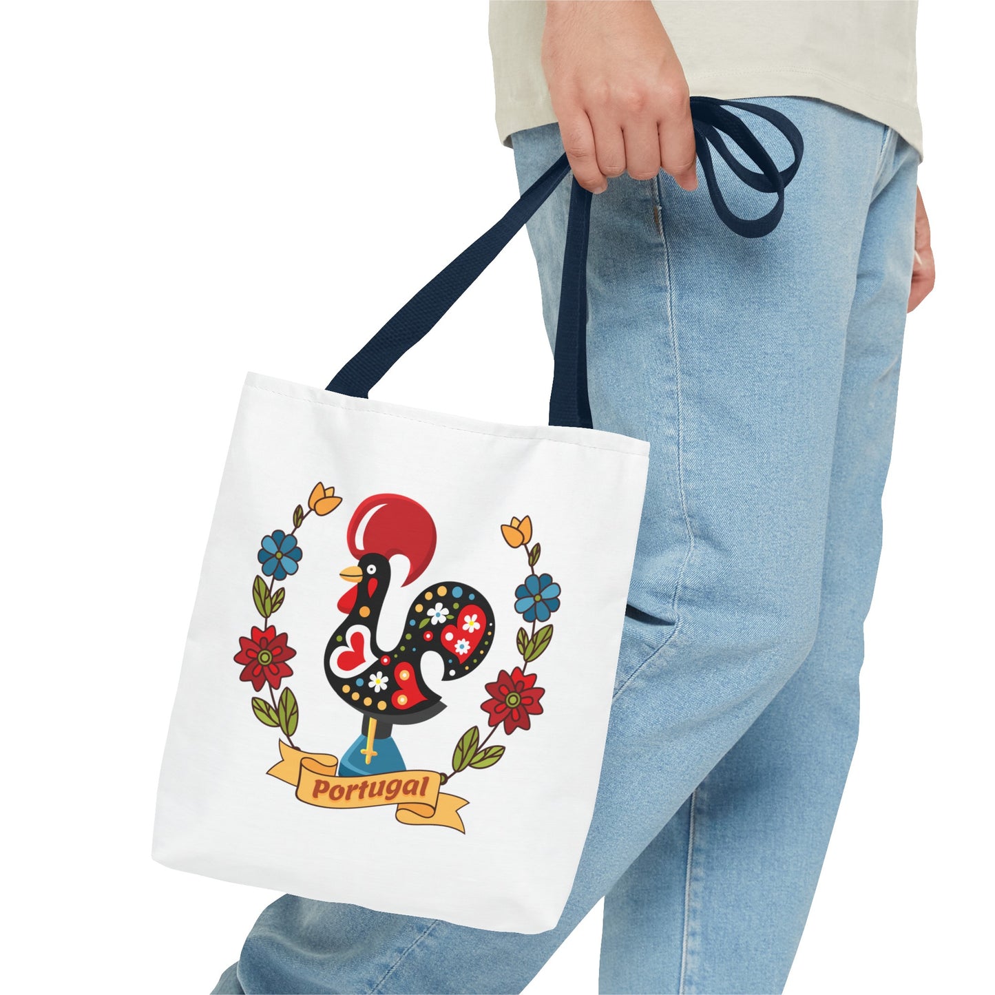 Stylish Tote Bag with Portuguese Tiles Design and Galo de Barcelos - Retro, Minimalist and Contemporary