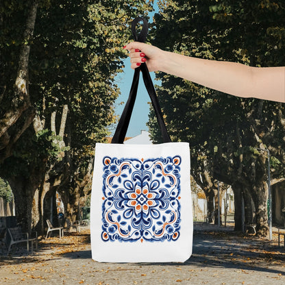 Trendy Tote Bag with Portuguese Tiles Design - Retro, Minimalist & Contemporary Style