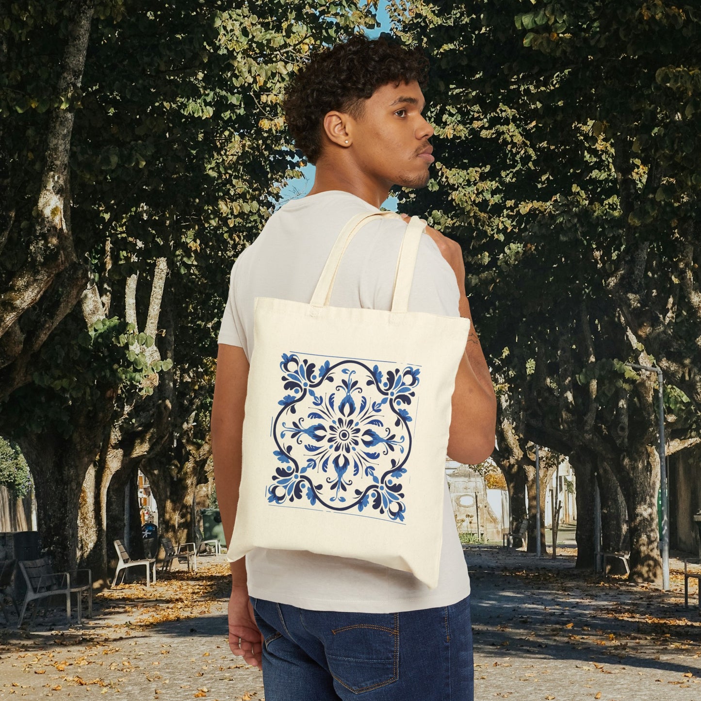 Sophisticated Tote Bag with Portuguese Tiles Design - Retro, Minimalist & Contemporary Style