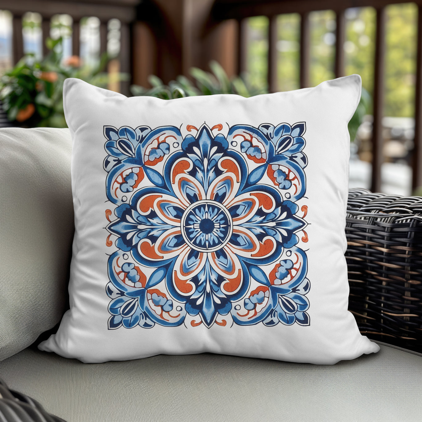 Authentic Tile Pattern Pillow - Bring Portugal's Charm to Your Home