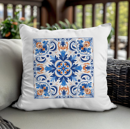 Authentic Tile Pattern Pillow - Portuguese Charm for Your Home