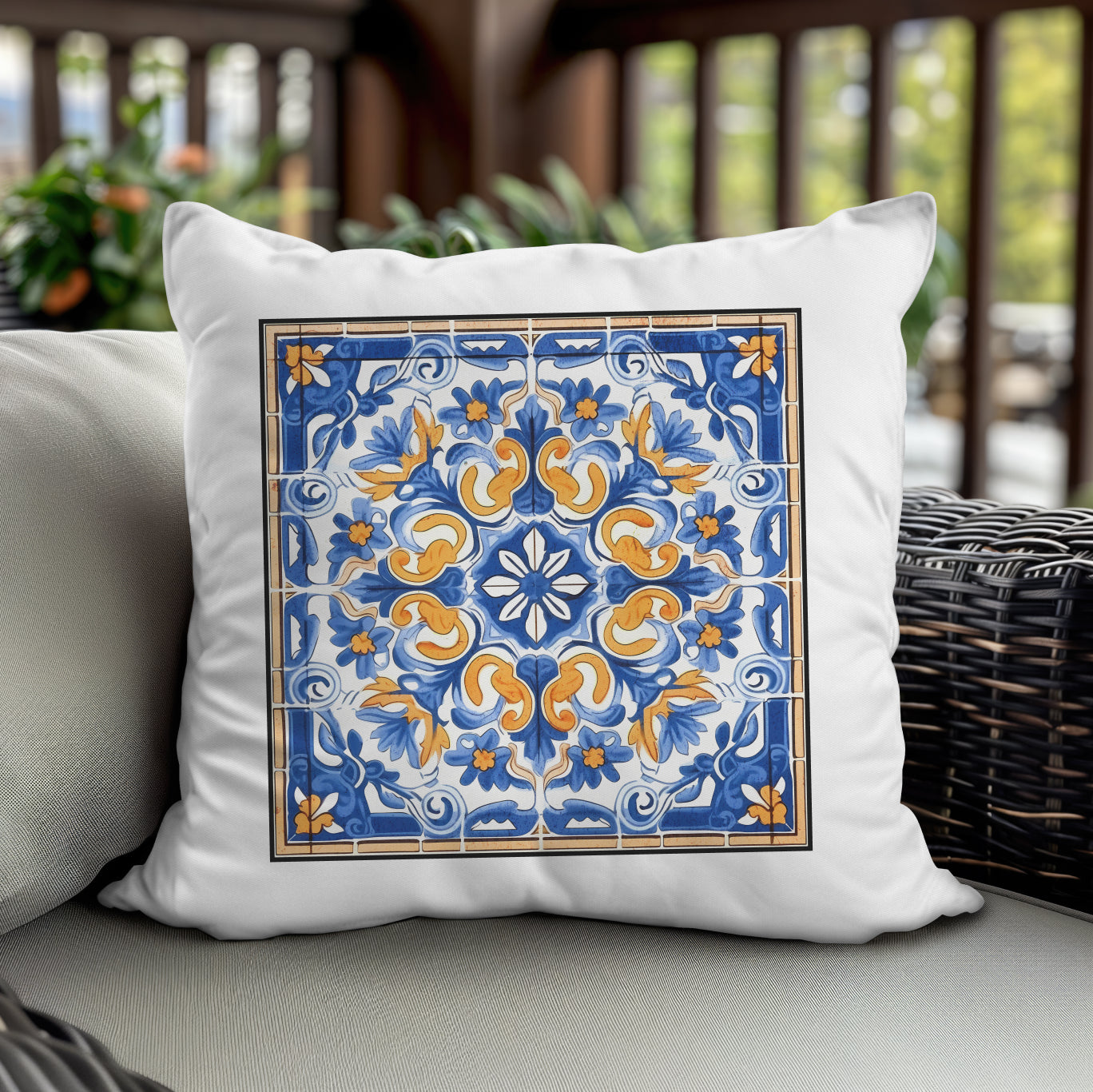 Timeless Tile Design Pillow - Embrace Portuguese Elegance