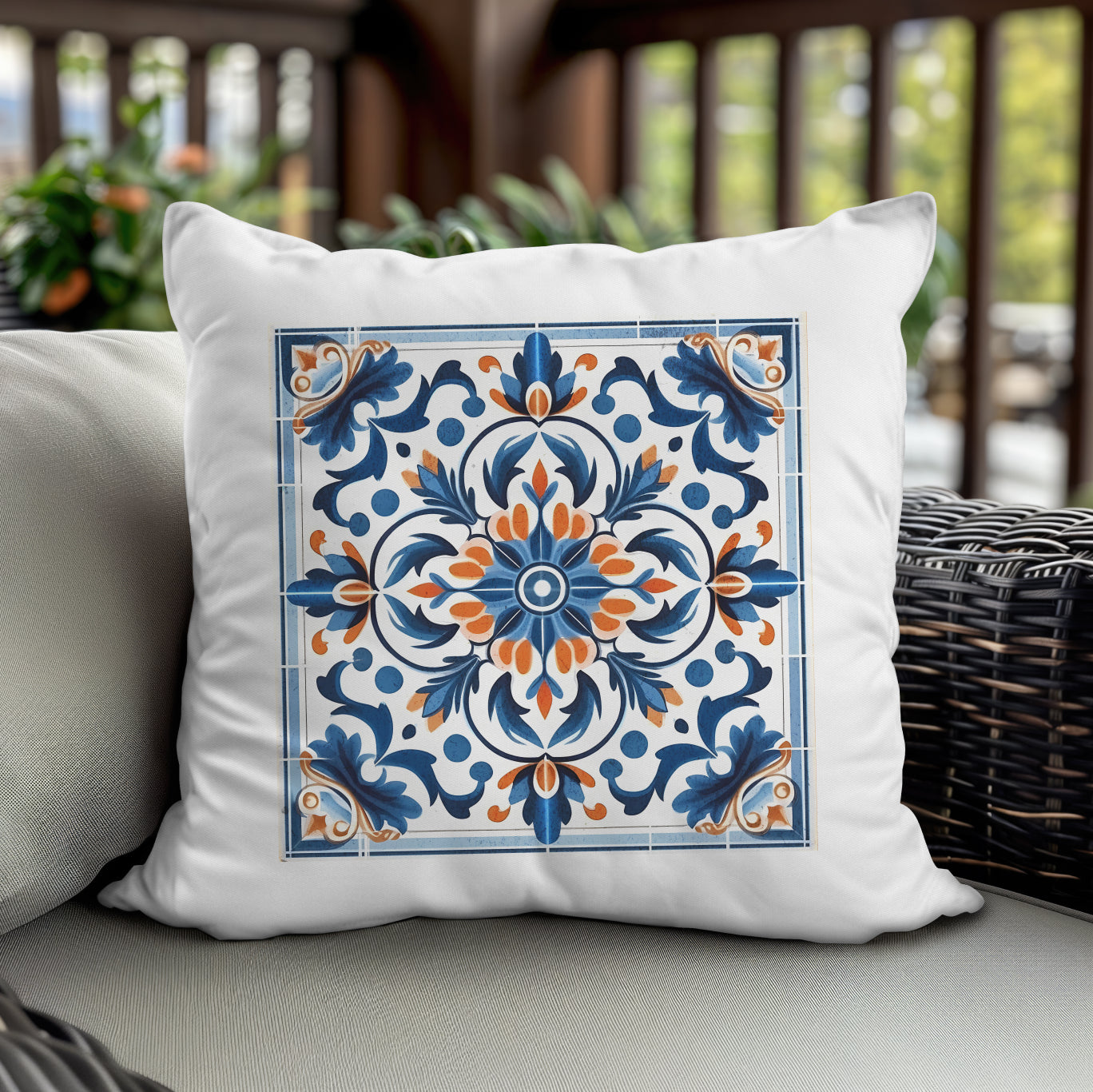 Traditional Portuguese Tile Decorative Pillow - Infuse Your Home with Portuguese Charm