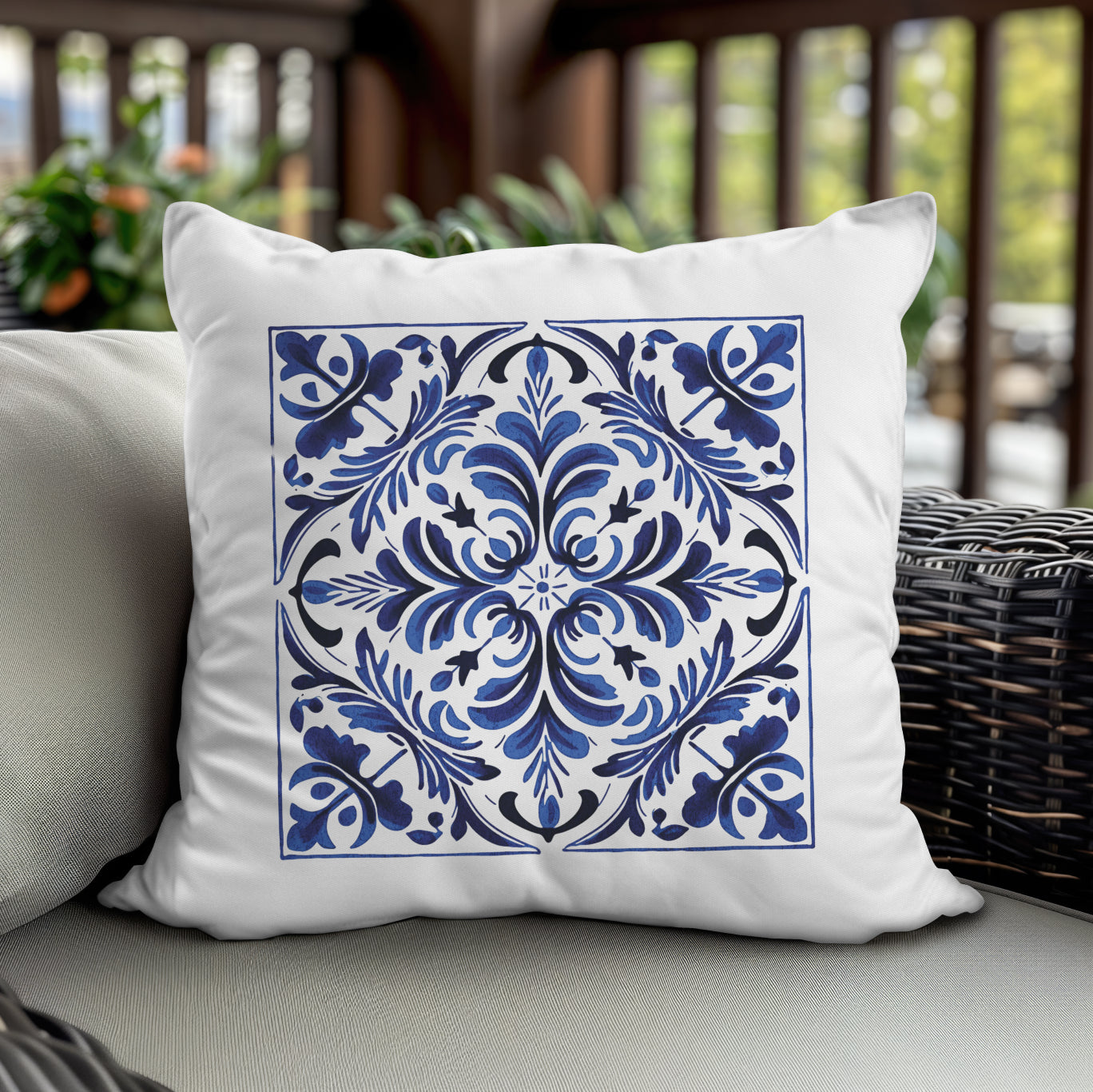 Portuguese Tile Pattern Throw Pillow - Infuse Your Home with Portuguese Culture