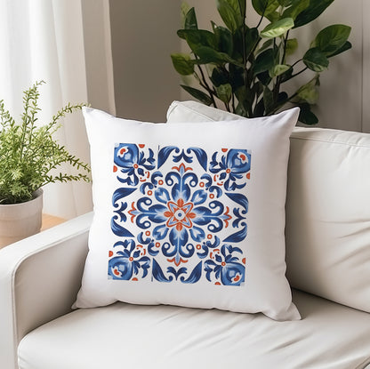 Elegant Tile Design Pillow - Portuguese Artistry for Your Home