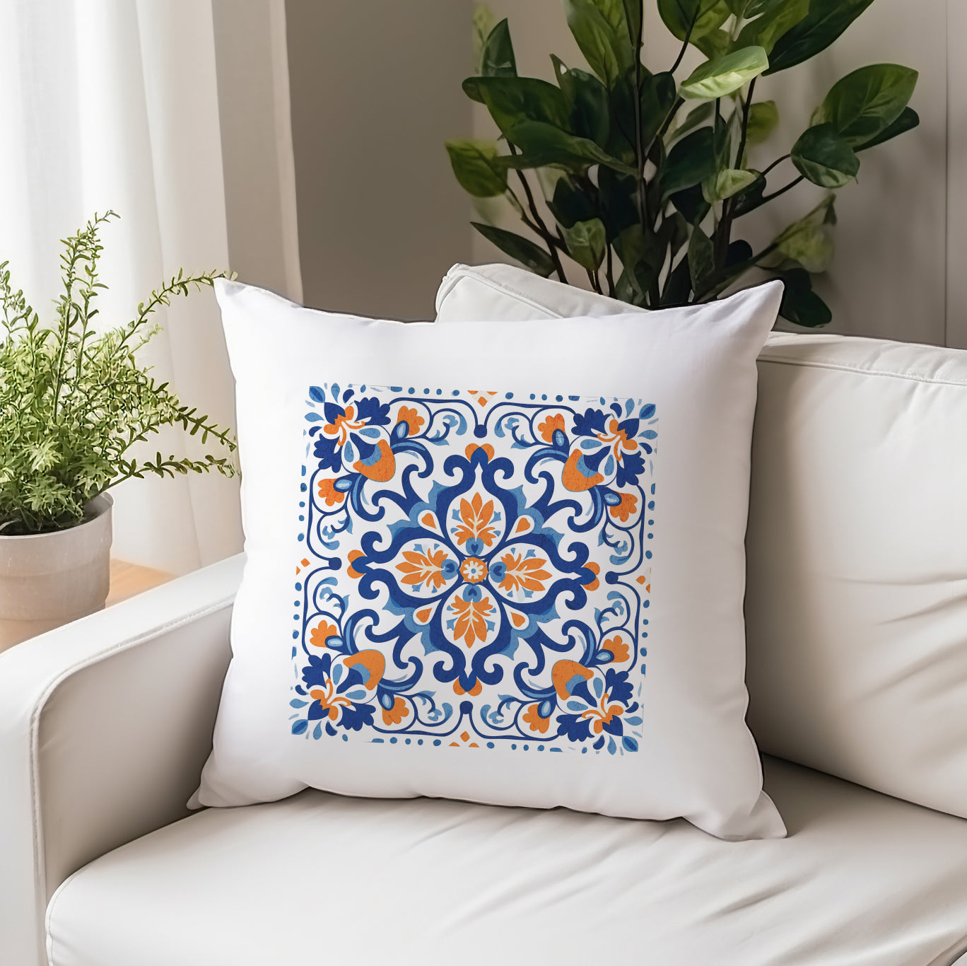 Elegant Tile Pattern Pillow - Portuguese Heritage for Your Home