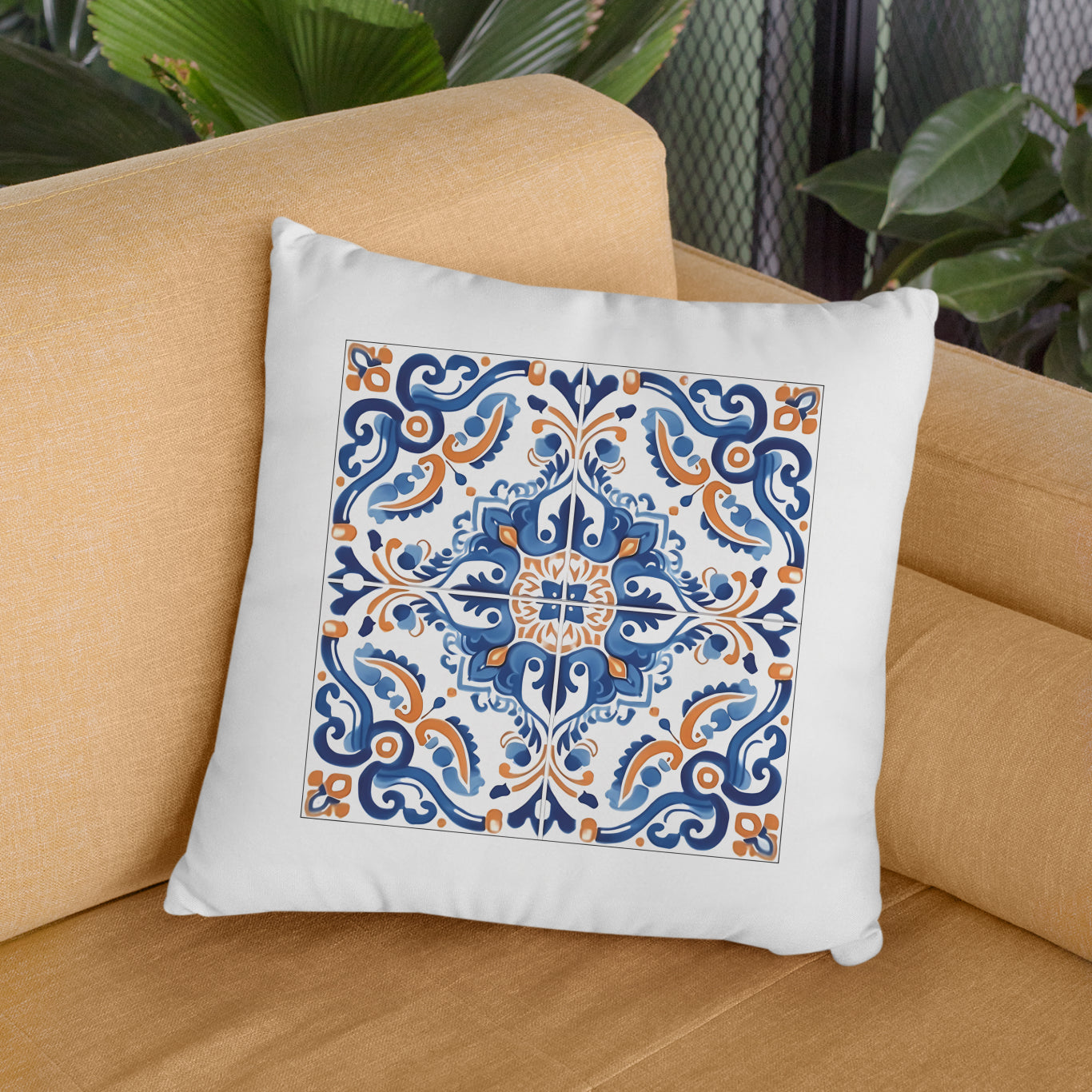 Elegant Portuguese Tile Design Pillow - Bring the Beauty of Portugal Home