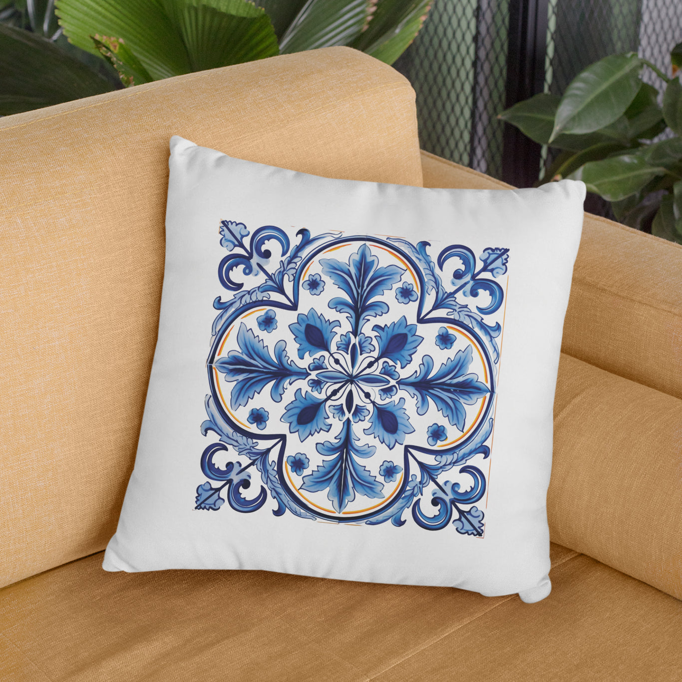 Portuguese Tile Pattern Pillow - Infuse Your Home with Timeless Elegance