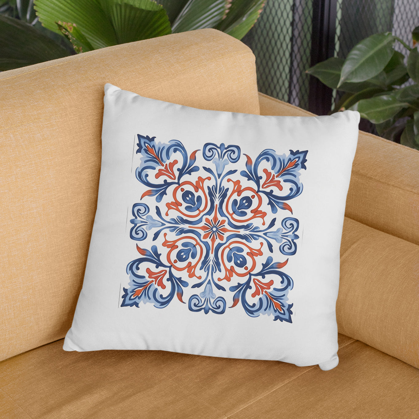 Classic Portuguese Tile Pattern Pillow - Infuse Elegance into Your Home