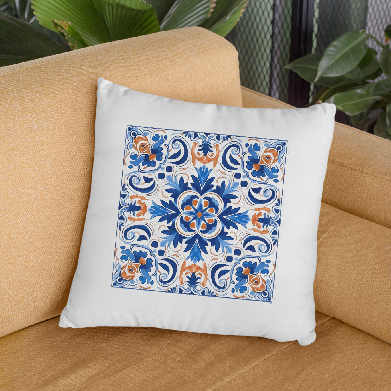 Authentic Tile Pattern Pillow - Portuguese Charm for Your Home