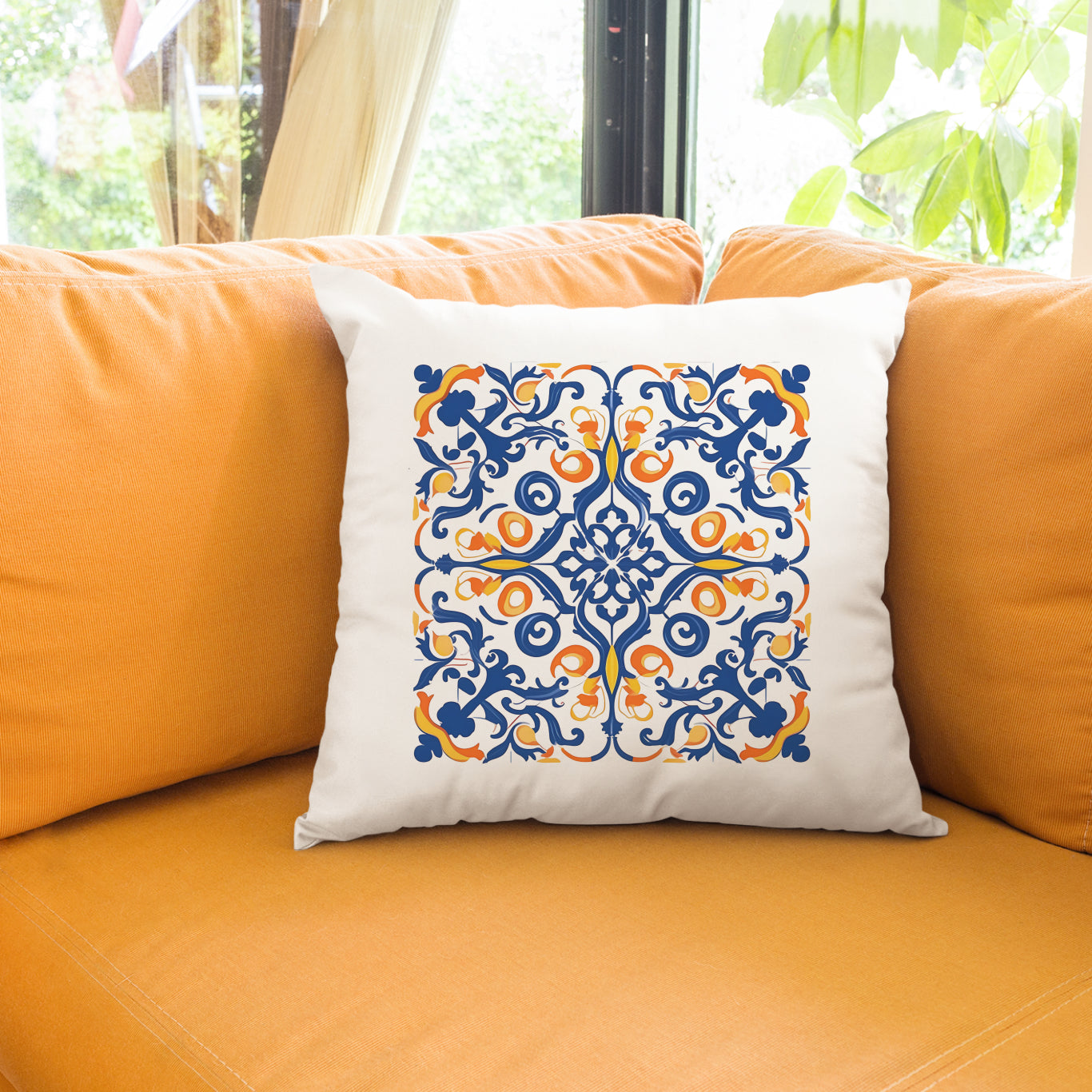 Authentic Tile Pattern Pillow - Bring Portugal's Charm to Your Home