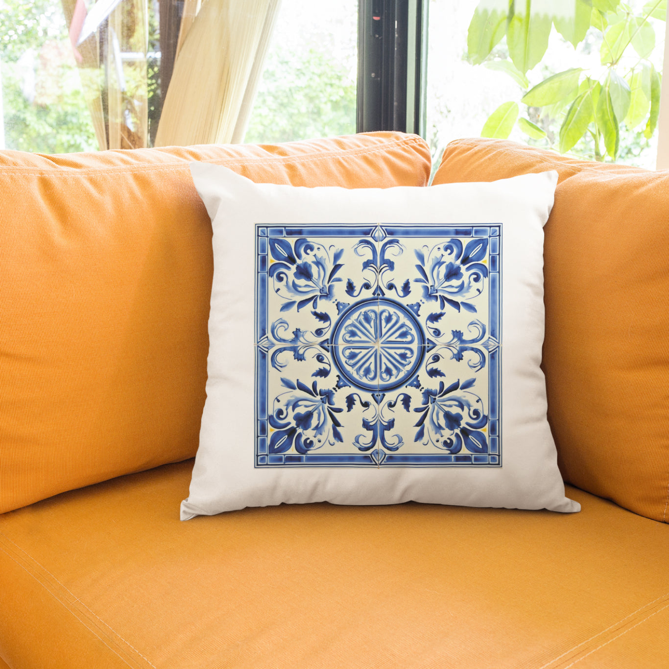 Portuguese Blue Tile Decorative Pillow - Embrace Portuguese Elegance