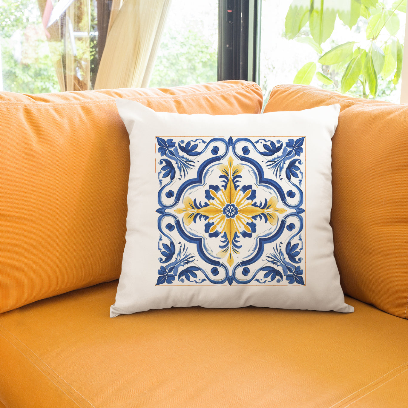 Portuguese Tile Pattern Accent Pillow - Bring the Essence of Portugal Home