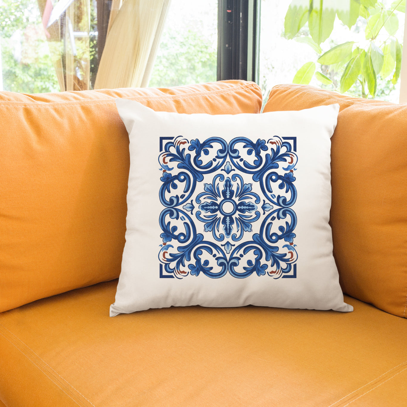 Classic Portuguese Tile Pattern Pillow - Infuse Elegance into Your Home