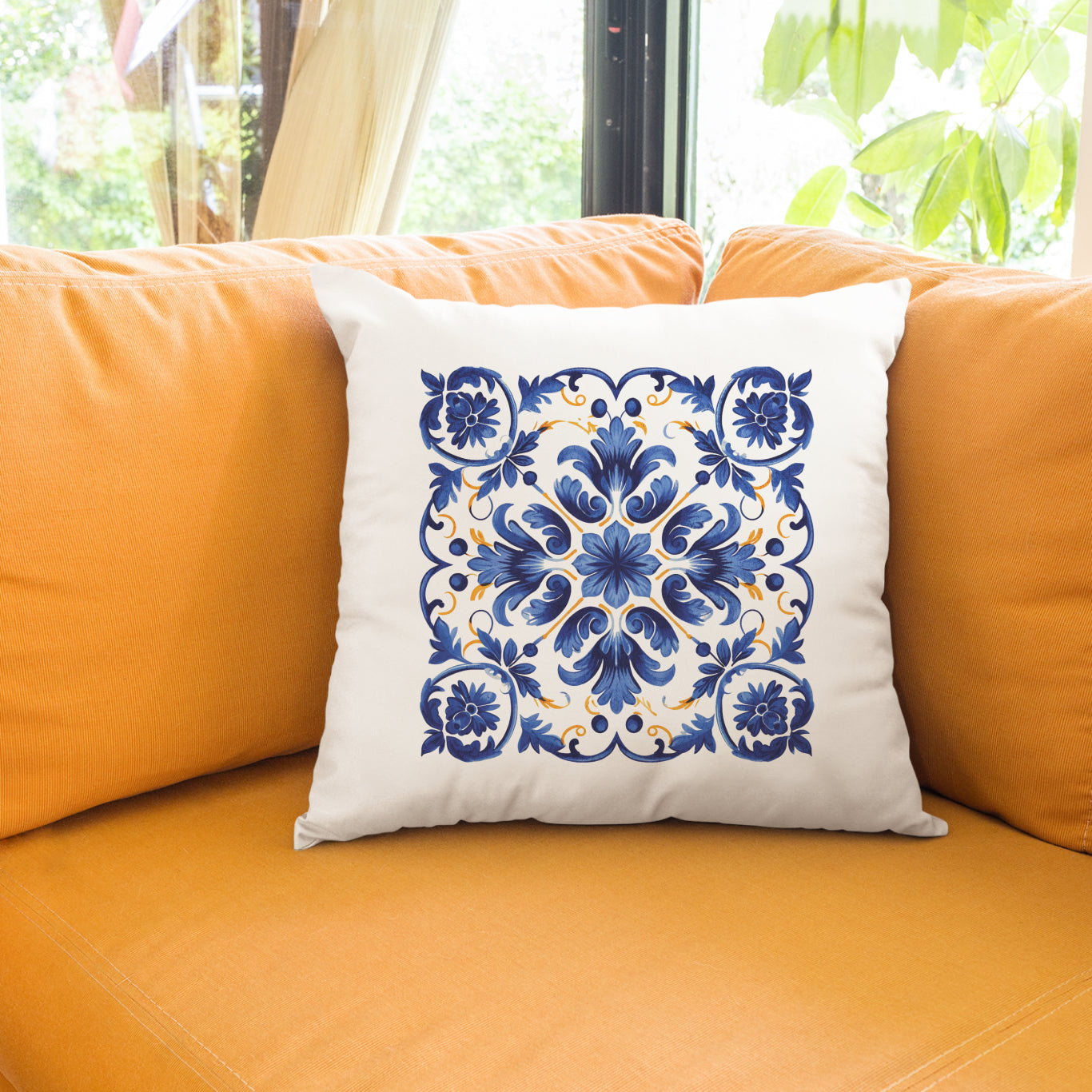 Portuguese Tile Inspired Decorative Pillow - Bring Portuguese Charm Home