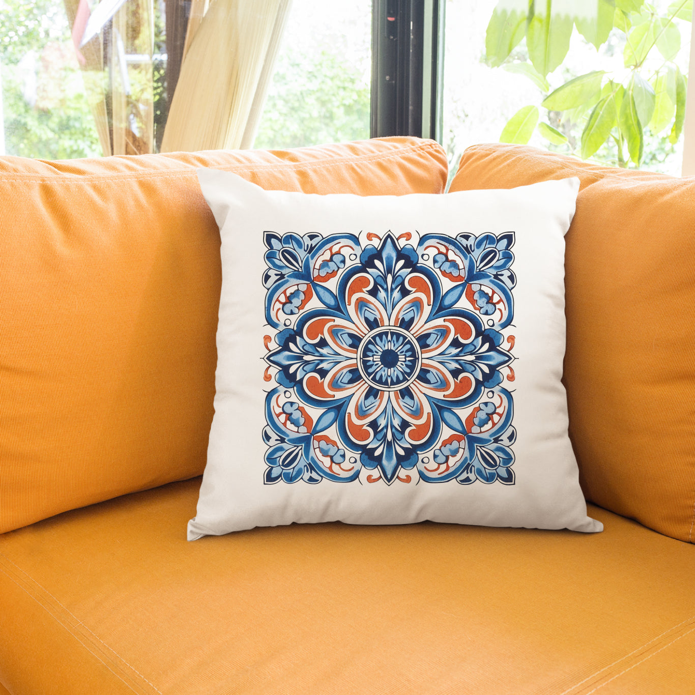 Authentic Tile Pattern Pillow - Bring Portugal's Charm to Your Home