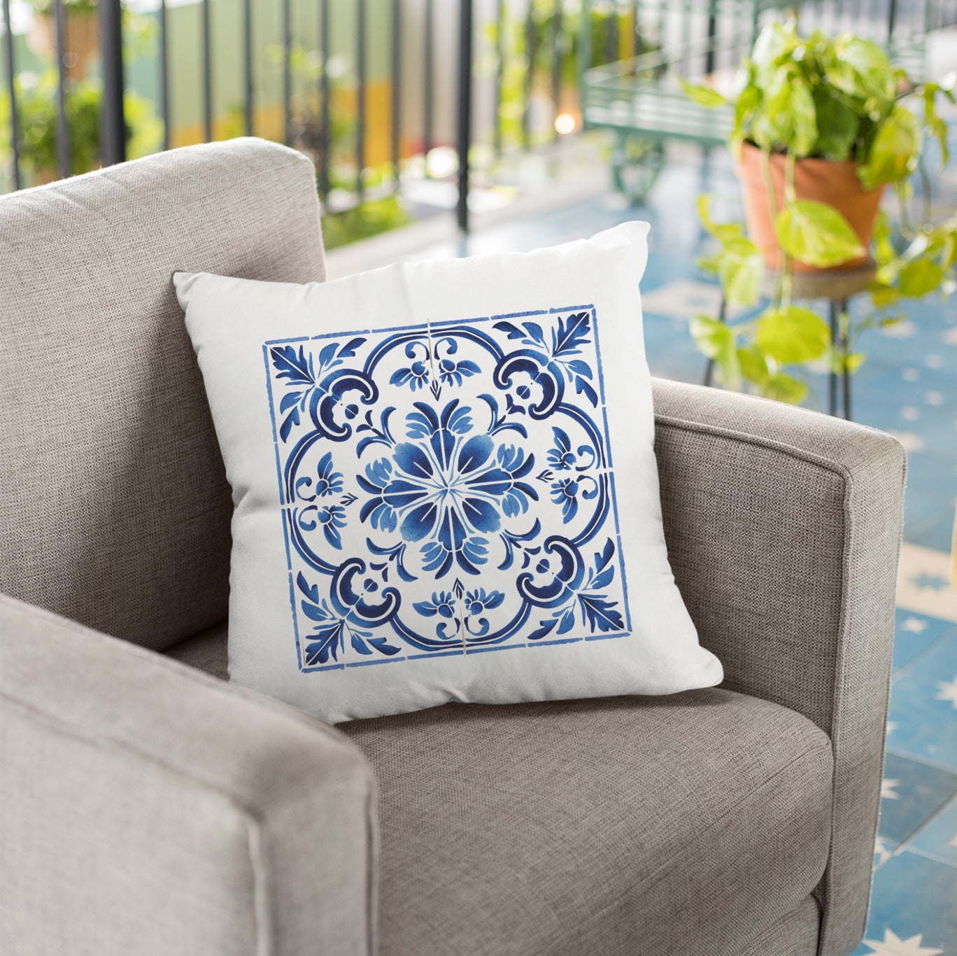 Portuguese Heritage Tile Pillow - Infuse Your Space with Timeless Elegance