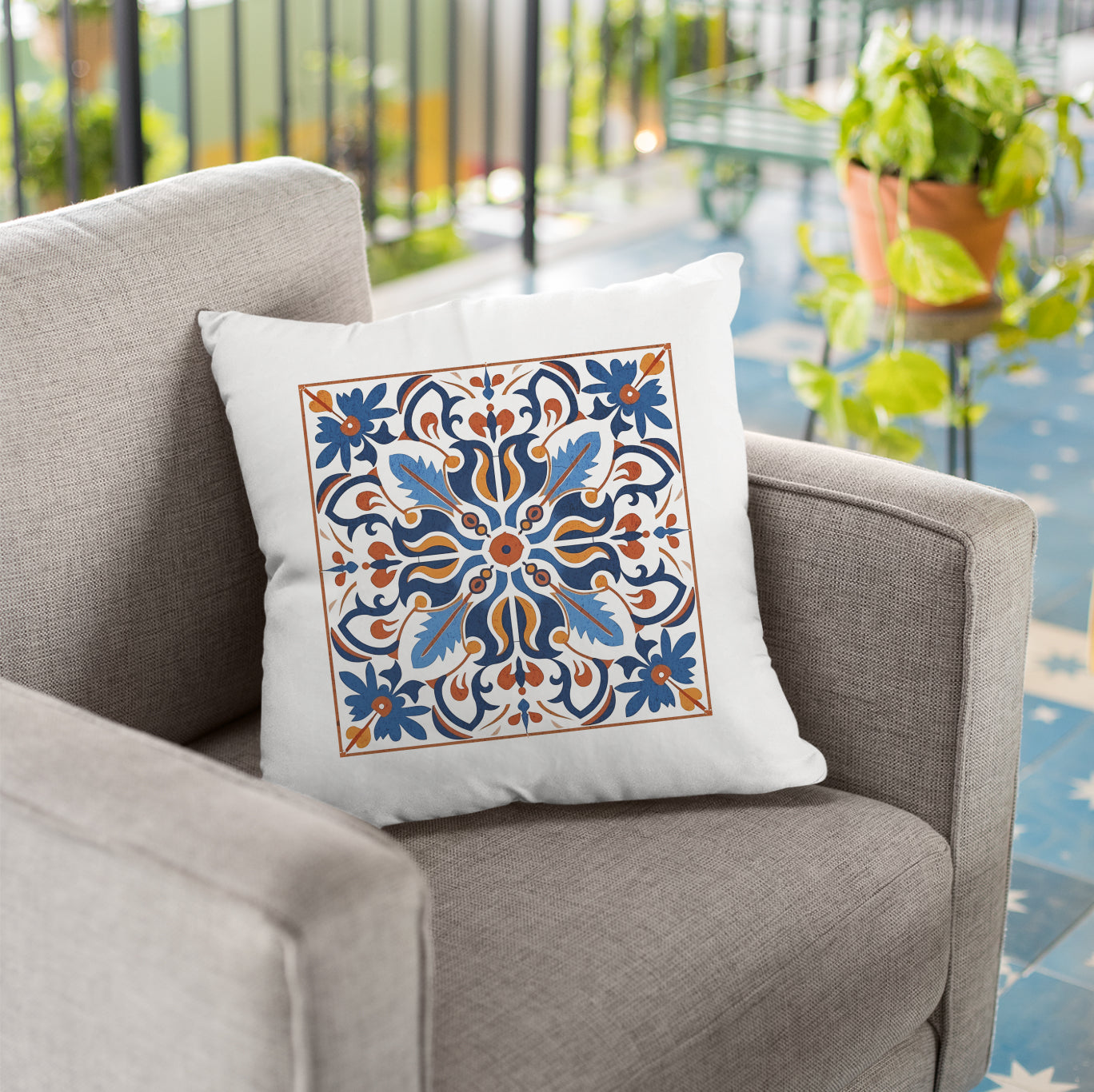 Traditional Portuguese Tile Inspired Pillow - Bring Portugal Home