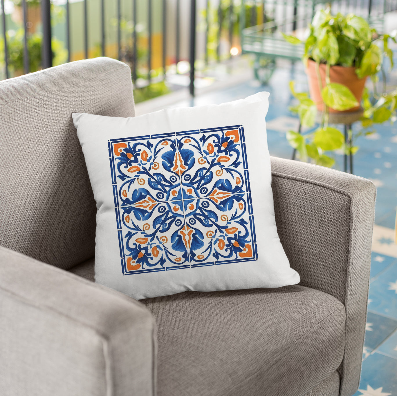 Traditional Portuguese Tile Inspired Pillow - Bring Portugal Home