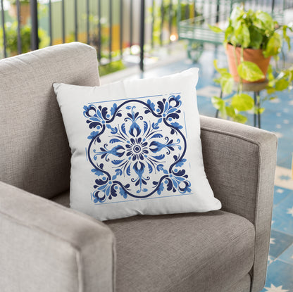 Traditional Portuguese Tile Inspired Pillow - Infuse Your Home with Cultural Elegance