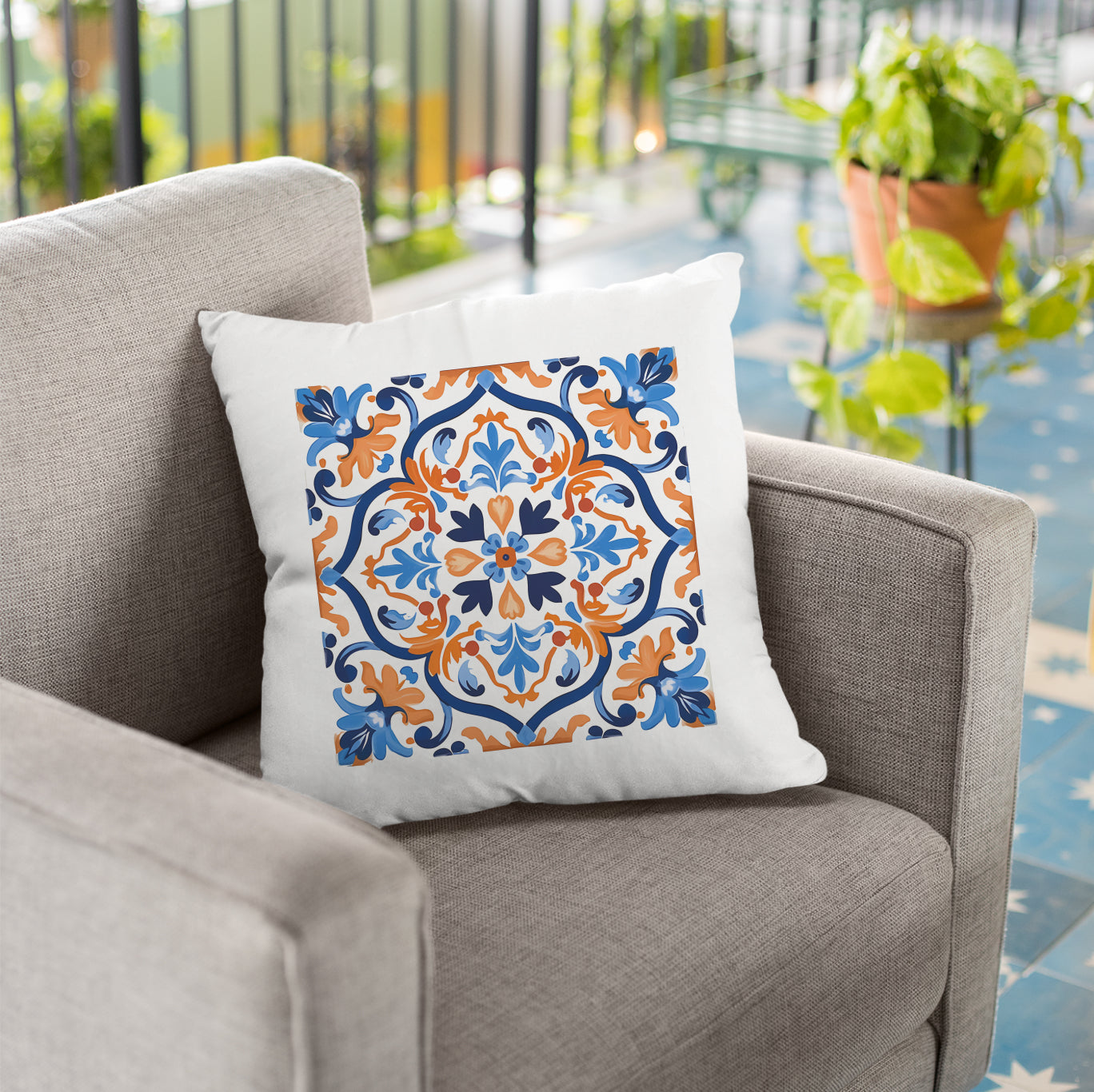 Timeless Tile Design Pillow - Embrace Portuguese Elegance