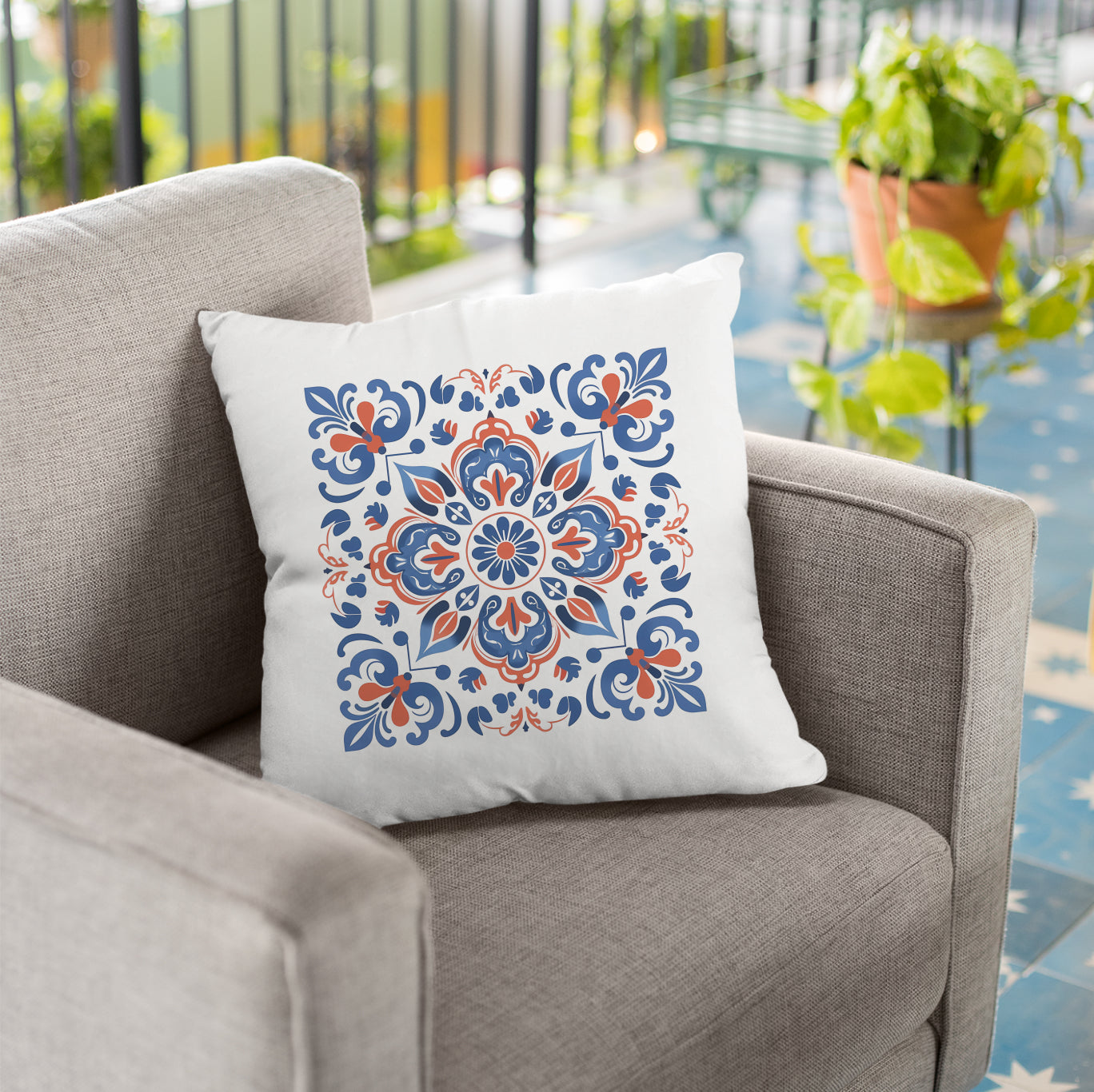 Traditional Portuguese Tile Inspired Pillow - Bring Portugal Home