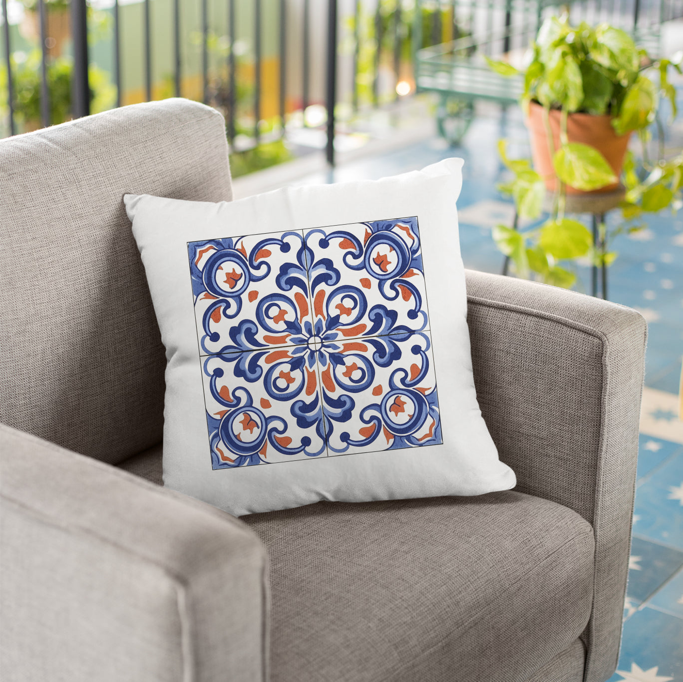 Traditional Portuguese Tile Inspired Pillow - Bring Portugal Home