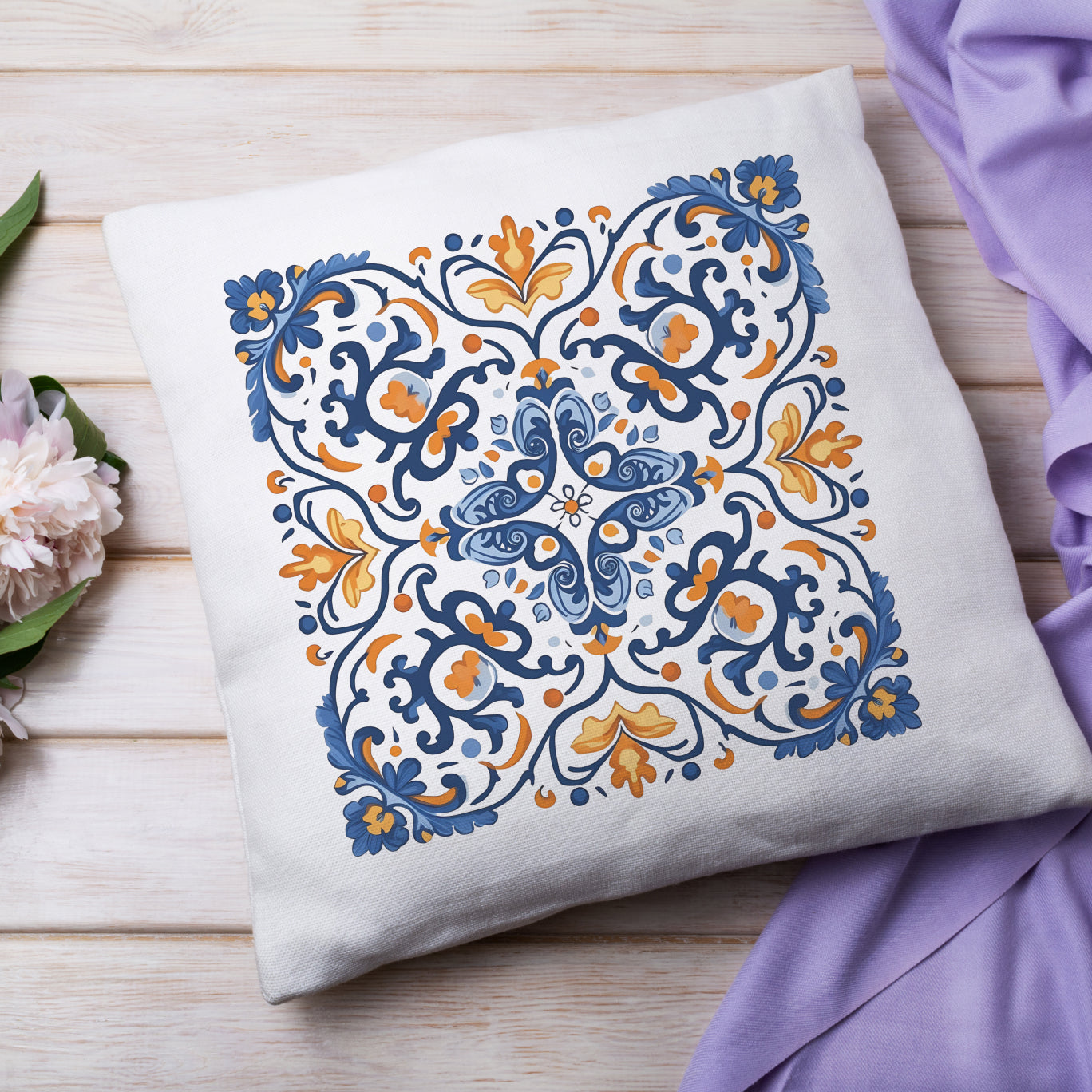 Traditional Portuguese Tile Inspired Pillow - Bring Portugal Home