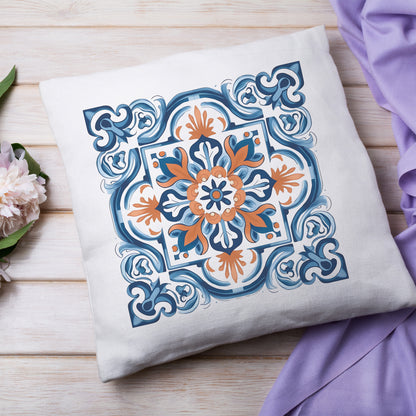 Classic Portuguese Tile Pattern Pillow - Infuse Elegance into Your Home