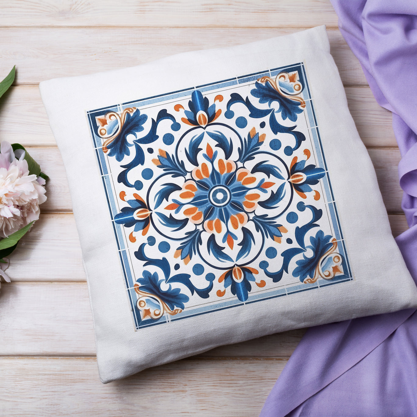 Traditional Portuguese Tile Decorative Pillow - Infuse Your Home with Portuguese Charm