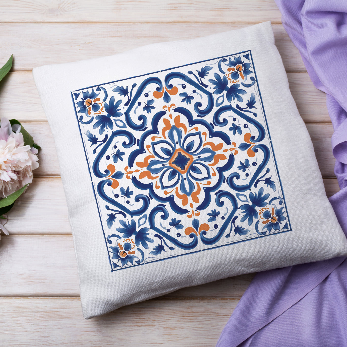 Elegant Portuguese Tile Design Pillow - Bring the Beauty of Portugal Home