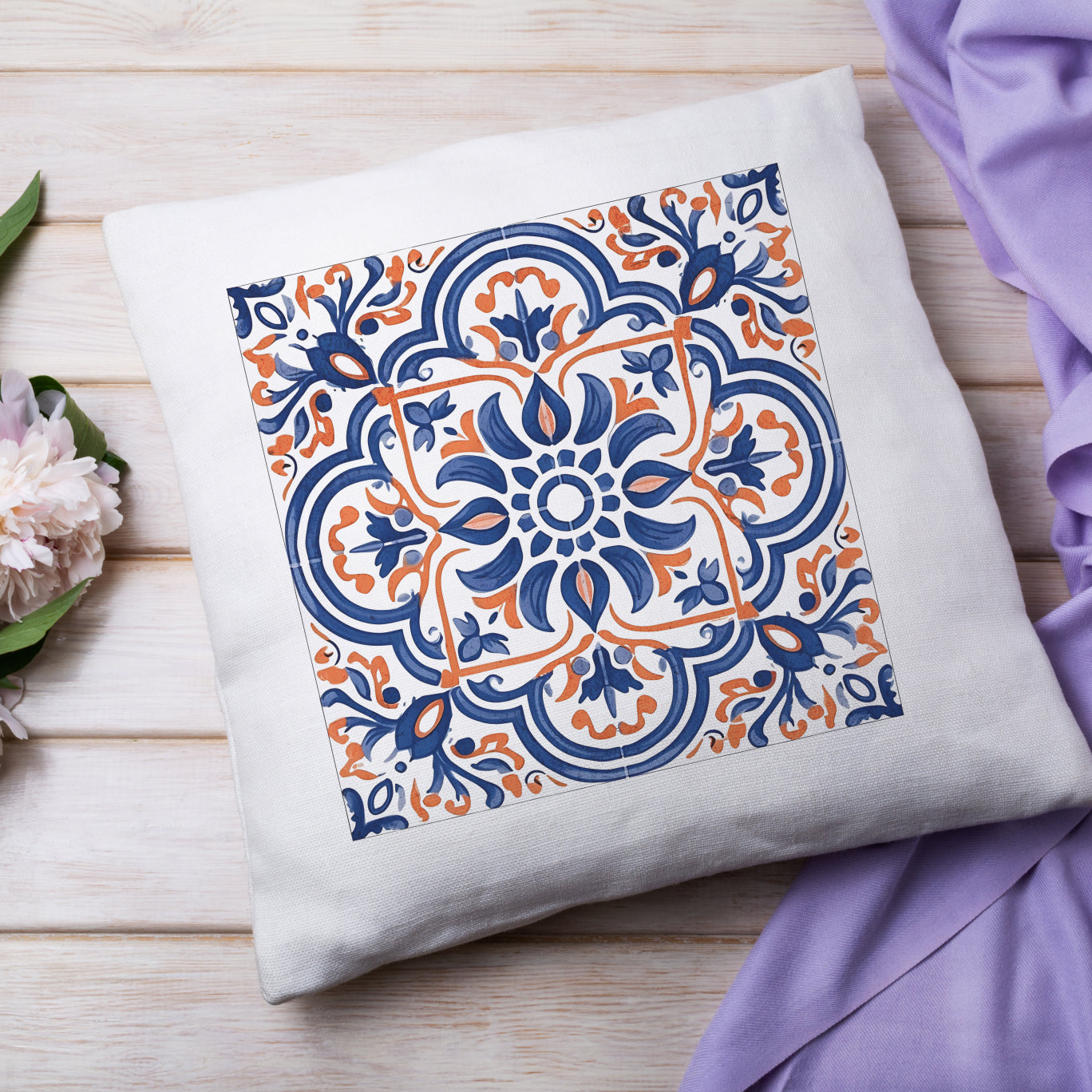 Classic Portuguese Tile Pattern Pillow - Infuse Elegance into Your Home